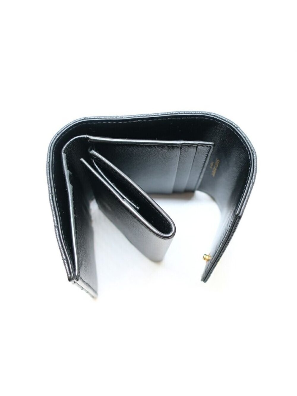 Saint Laurent Ten Multi Fold Wallet Black Leather Compact Mini Logo Quilted - Picture 10 of 10